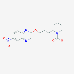 molecular formula C21H28N4O5 B3239505 tert-Butyl 2-(3-((6-nitroquinoxalin-2-yl)oxy)propyl)piperidine-1-carboxylate CAS No. 1420978-88-6