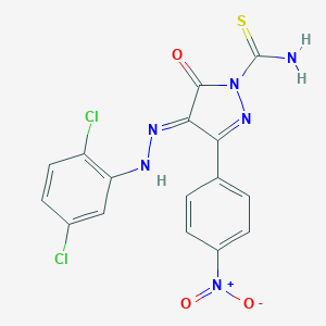 molecular formula C16H10Cl2N6O3S B323952 (4E)-4-[(2,5-dichlorophenyl)hydrazinylidene]-3-(4-nitrophenyl)-5-oxopyrazole-1-carbothioamide 