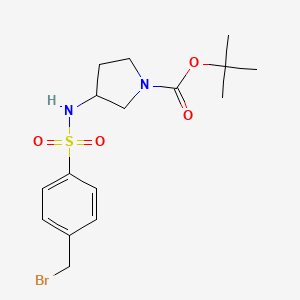 molecular formula C16H23BrN2O4S B3239529 tert-Butyl 3-(4-(bromomethyl)phenylsulfonamido)pyrrolidine-1-carboxylate CAS No. 1420986-32-8