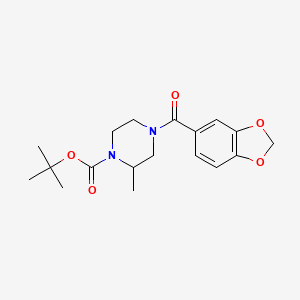 molecular formula C18H24N2O5 B3239551 tert-Butyl 4-(benzo[d][1,3]dioxole-5-carbonyl)-2-methylpiperazine-1-carboxylate CAS No. 1420999-92-3