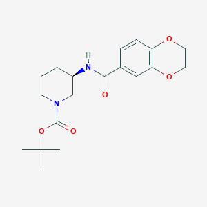 molecular formula C19H26N2O5 B3239562 (R)-tert-butyl 3-(2,3-dihydrobenzo[b][1,4]dioxine-6-carboxamido)piperidine-1-carboxylate CAS No. 1421010-55-0