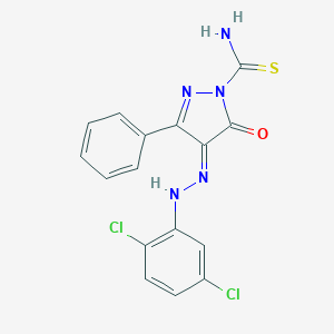 (4E)-4-[(2,5-dichlorophenyl)hydrazinylidene]-5-oxo-3-phenylpyrazole-1-carbothioamide