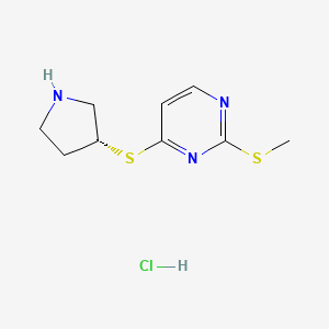 molecular formula C9H14ClN3S2 B3239590 (R)-2-(methylthio)-4-(pyrrolidin-3-ylthio)pyrimidine hydrochloride CAS No. 1421025-23-1