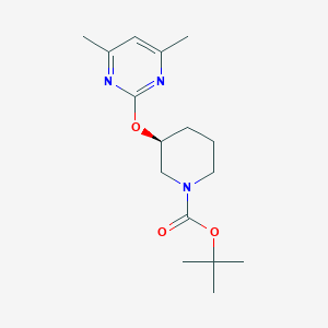 molecular formula C16H25N3O3 B3239614 (S)-tert-butyl 3-((4,6-dimethylpyrimidin-2-yl)oxy)piperidine-1-carboxylate CAS No. 1421035-33-7