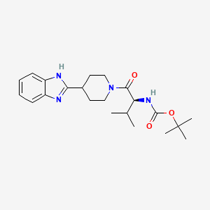 molecular formula C22H32N4O3 B3239620 (S)-tert-Butyl (1-(4-(1H-benzo[d]imidazol-2-yl)piperidin-1-yl)-3-methyl-1-oxobutan-2-yl)carbamate CAS No. 1421037-79-7