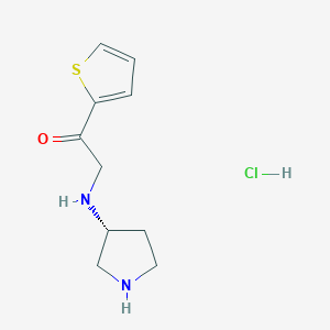 molecular formula C10H15ClN2OS B3239627 (R)-2-(pyrrolidin-3-ylamino)-1-(thiophen-2-yl)ethanone hydrochloride CAS No. 1421049-60-6