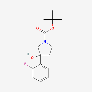 molecular formula C15H20FNO3 B3239634 1-Pyrrolidinecarboxylic acid, 3-(2-fluorophenyl)-3-hydroxy-, 1,1-dimethylethyl ester CAS No. 1421160-45-3