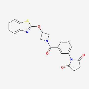 molecular formula C21H17N3O4S B3239668 1-(3-(3-(Benzo[d]thiazol-2-yloxy)azetidine-1-carbonyl)phenyl)pyrrolidine-2,5-dione CAS No. 1421455-42-6