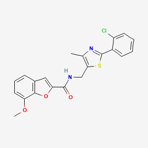 molecular formula C21H17ClN2O3S B3239690 N-((2-(2-chlorophenyl)-4-methylthiazol-5-yl)methyl)-7-methoxybenzofuran-2-carboxamide CAS No. 1421478-10-5