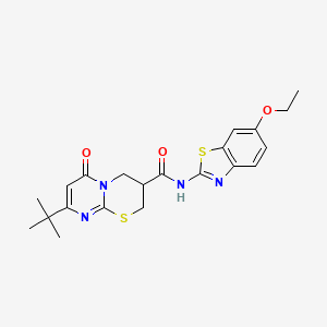 molecular formula C21H24N4O3S2 B3239691 8-(tert-butyl)-N-(6-ethoxybenzo[d]thiazol-2-yl)-6-oxo-2,3,4,6-tetrahydropyrimido[2,1-b][1,3]thiazine-3-carboxamide CAS No. 1421481-43-7