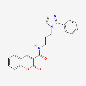 molecular formula C22H19N3O3 B3239705 2-oxo-N-(3-(2-phenyl-1H-imidazol-1-yl)propyl)-2H-chromene-3-carboxamide CAS No. 1421500-56-2