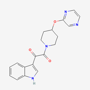 molecular formula C19H18N4O3 B3239729 1-(1H-indol-3-yl)-2-(4-(pyrazin-2-yloxy)piperidin-1-yl)ethane-1,2-dione CAS No. 1421513-82-7