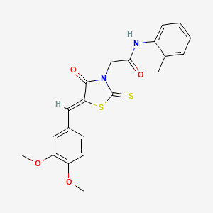 molecular formula C21H20N2O4S2 B3239800 (Z)-2-(5-(3,4-dimethoxybenzylidene)-4-oxo-2-thioxothiazolidin-3-yl)-N-(o-tolyl)acetamide CAS No. 1421840-96-1