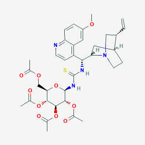 molecular formula C35H44N4O10S B3239803 (2R,3R,4S,5R,6R)-2-(acetoxymethyl)-6-(3-((R)-(6-methoxyquinolin-4-yl)((1S,2S,4S,5R)-5-vinylquinuclidin-2-yl)methyl)thioureido)tetrahydro-2H-pyran-3,4,5-triyl triacetate CAS No. 1421852-79-0