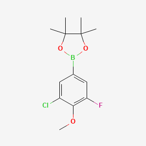 molecular formula C13H17BClFO3 B3239812 2-(3-Chloro-5-fluoro-4-methoxyphenyl)-4,4,5,5-tetramethyl-1,3,2-dioxaborolane CAS No. 1422022-15-8