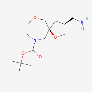 molecular formula C14H26N2O4 B3239824 Racemic-(3s,5s)-tert-butyl 3-(aminomethyl)-1,7-dioxa-10-azaspiro[4.6]undecane-10-carboxylate CAS No. 1422343-91-6