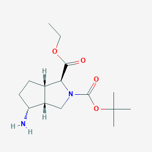 molecular formula C15H26N2O4 B3239830 Racemic-(1S,3aR,4R,6aS)-2-tert-butyl 1-ethyl 4-aminohexahydrocyclopenta[c]pyrrole-1,2(1H)-dicarboxylate CAS No. 1422344-05-5