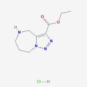 molecular formula C9H15ClN4O2 B3239839 Ethyl 5,6,7,8-tetrahydro-4H-[1,2,3]triazolo[1,5-a][1,4]diazepine-3-carboxylate hydrochloride CAS No. 1422344-35-1