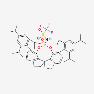 molecular formula C48H59F3NO5PS B3239962 N-(Trifluoromethylsulfonyl)amidophosphoric acid 6,6'-bis(2,4,6-triisopropylphenyl)-1,1'-spirobiindan-7,7'-diyl ester CAS No. 1424201-66-0
