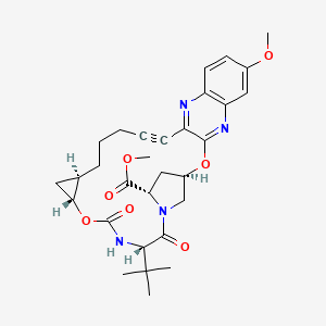molecular formula C30H36N4O7 B3239987 methyl (33R,35S,91R,92R,5S,Z)-5-(tert-butyl)-17-methoxy-4,7-dioxo-2,8-dioxa-6-aza-1(2,3)-quinoxalina-3(3,1)-pyrrolidina-9(1,2)-cyclopropanacyclotetradecaphan-12-yne-35-carboxylate CAS No. 1425038-23-8