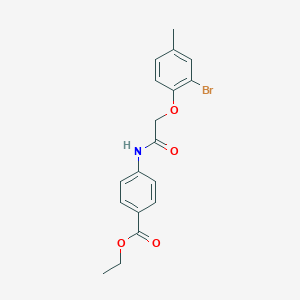 molecular formula C18H18BrNO4 B324009 Ethyl 4-{[(2-bromo-4-methylphenoxy)acetyl]amino}benzoate 