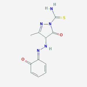 3-methyl-5-oxo-4-[(2E)-2-(6-oxocyclohexa-2,4-dien-1-ylidene)hydrazinyl]-4H-pyrazole-1-carbothioamide