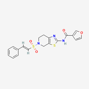 molecular formula C19H17N3O4S2 B3240219 (E)-N-(5-(styrylsulfonyl)-4,5,6,7-tetrahydrothiazolo[5,4-c]pyridin-2-yl)furan-3-carboxamide CAS No. 1428382-04-0
