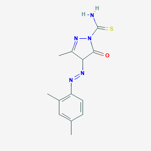 molecular formula C13H15N5OS B324025 4-[(2,4-dimethylphenyl)diazenyl]-3-methyl-5-oxo-4,5-dihydro-1H-pyrazole-1-carbothioamide 
