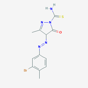 molecular formula C12H12BrN5OS B324027 4-[(3-bromo-4-methylphenyl)diazenyl]-3-methyl-5-oxo-4,5-dihydro-1H-pyrazole-1-carbothioamide 