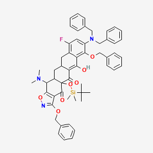 molecular formula C55H58FN3O7Si B3240273 (4aS,11aR,12aS,13S)-3,7-bis(benzyloxy)-4a-((tert-butyldimethylsilyl)oxy)-8-(dibenzylamino)-13-(dimethylamino)-10-fluoro-5-hydroxy-11a,12,12a,13-tetrahydrotetraceno[2,3-d]isoxazole-4,6(4aH,11H)-dione CAS No. 1431558-60-9