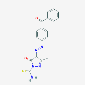 molecular formula C18H15N5O2S B324028 4-[(4-benzoylphenyl)diazenyl]-3-methyl-5-oxo-4,5-dihydro-1H-pyrazole-1-carbothioamide 