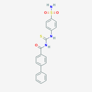 molecular formula C20H17N3O3S2 B324034 N-({[4-(aminosulfonyl)phenyl]amino}carbonothioyl)-4-biphenylcarboxamide 