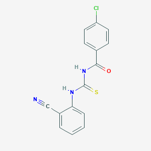 molecular formula C15H10ClN3OS B324042 4-chloro-N-[(2-cyanophenyl)carbamothioyl]benzamide 