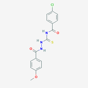 molecular formula C16H14ClN3O3S B324043 4-chloro-N-{[2-(4-methoxybenzoyl)hydrazino]carbothioyl}benzamide 