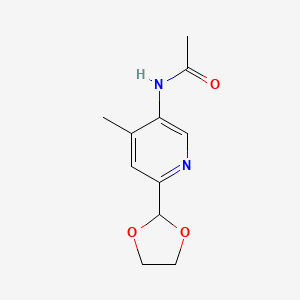 molecular formula C11H14N2O3 B3240467 5-(Acetylamino)-2-(1,3-dioxolan-2-yl)-4-methylpyridine CAS No. 143621-41-4