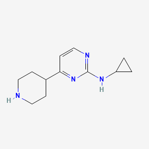 molecular formula C12H18N4 B3240568 N-Cyclopropyl-4-(4-piperidinyl)-2-pyriMidinaMine CAS No. 1439992-19-4