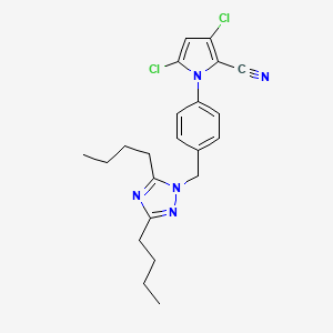 3,5-Dichloro-1-(4-((3,5-dibutyl-1H-1,2,4-triazol-1-yl)methyl)phenyl)-1H-pyrrole-2-carbonitrile
