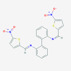 molecular formula C22H14N4O4S2 B324061 2,2'-Bis[({5-nitro-2-thienyl}methylene)amino]-1,1'-biphenyl 