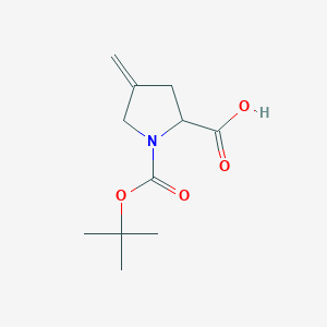 molecular formula C11H17NO4 B3240685 1-(tert-Butoxycarbonyl)-4-methylenepyrrolidine-2-carboxylic acid CAS No. 144539-45-7