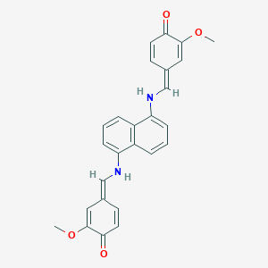 molecular formula C26H22N2O4 B324069 (4E)-2-methoxy-4-[[[5-[[(E)-(3-methoxy-4-oxocyclohexa-2,5-dien-1-ylidene)methyl]amino]naphthalen-1-yl]amino]methylidene]cyclohexa-2,5-dien-1-one 