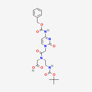 molecular formula C23H29N5O8 B3240691 N-[2-(tert-Butoxycarbonylamino)ethyl]-N-[2-oxo-4-(benzyloxycarbonylamino)-1,2-dihydropyrimidine-1-ylacetyl]glycine CAS No. 144564-94-3