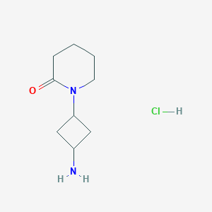 molecular formula C9H17ClN2O B3240748 1-(3-Aminocyclobutyl)piperidin-2-one hydrochloride CAS No. 1445951-90-5