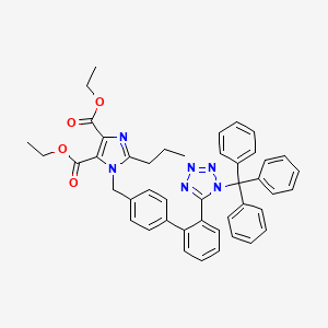 molecular formula C45H42N6O4 B3240813 Diethyl 2-propyl-1-((2'-(1-trityl-1H-tetrazol-5-yl)-[1,1'-biphenyl]-4-yl)methyl)-1H-imidazole-4,5-dicarboxylate CAS No. 144690-53-9