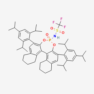 molecular formula C51H65F3NO5PS B3240882 1,1,1-Trifluoro-N-(4-oxido-2,6-bis(2,4,6-triisopropylphenyl)-8,9,10,11,12,13,14,15-octahydrodinaphtho[2,1-d:1',2'-f][1,3,2]dioxaphosphepin-4-yl)methanesulfonamide CAS No. 1448788-03-1