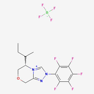 molecular formula C15H15BF9N3O B3240968 (5S)-5-(sec-butyl)-2-(perfluorophenyl)-2,5,6,8-tetrahydro-[1,2,4]triazolo[3,4-c][1,4]oxazin-4-ium tetrafluoroborate CAS No. 1449522-21-7
