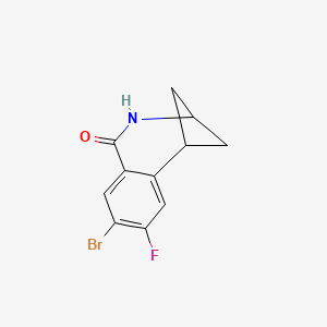 molecular formula C11H9BrFNO B3241013 3,5-Methano-1H-2-benzazepin-1-one, 8-bromo-7-fluoro-2,3,4,5-tetrahydro- CAS No. 1451085-15-6