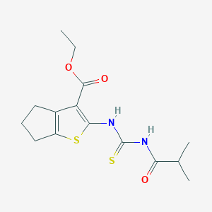 molecular formula C15H20N2O3S2 B324105 ethyl 2-{[(isobutyrylamino)carbothioyl]amino}-5,6-dihydro-4H-cyclopenta[b]thiophene-3-carboxylate 