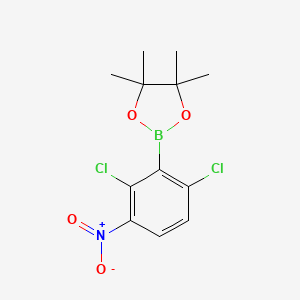 molecular formula C12H14BCl2NO4 B3241052 2,6-二氯-3-硝基苯基硼酸缩二甲苯基酯 CAS No. 1451391-07-3