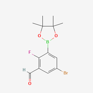 molecular formula C13H15BBrFO3 B3241058 5-Bromo-2-fluoro-3-(4,4,5,5-tetramethyl-1,3,2-dioxaborolan-2-yl)benzaldehyde CAS No. 1451391-13-1