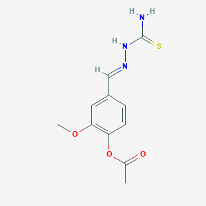 molecular formula C11H13N3O3S B324108 4-[(E)-(2-carbamothioylhydrazinylidene)methyl]-2-methoxyphenyl acetate 